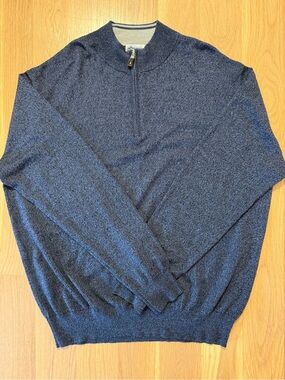Peter Millar Navy Half-Zip Wool Sweater
